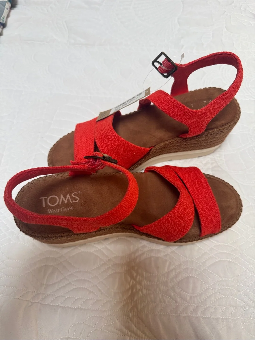 Toms Orange Braided Platform Espadrille Sandals